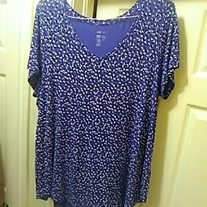 Take Extra 50% Off▶▶Michel Studio Bluish Purple and White Short Sleeve Top